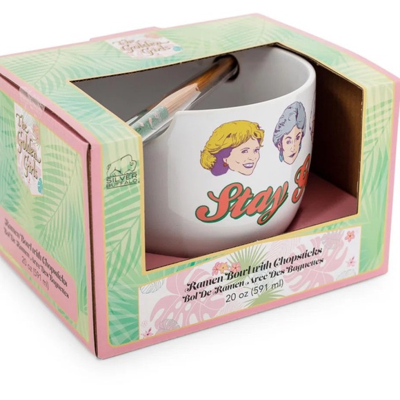 Golden Girls Stay Golden Ceramic Noodle Bowl with Chopsticks - Picture 3 of 5